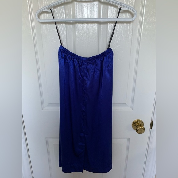 Vintage Royal Blue Satin Slip Skirt Feminine - Picture 2 of 4